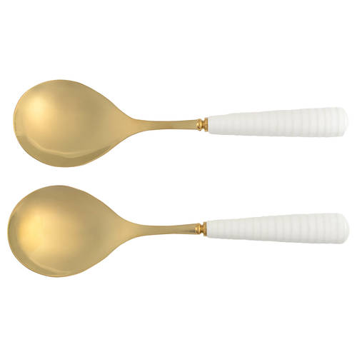 Sophie Conran White (2 Piece) Salad Set (Gold Electroplate Spoon)