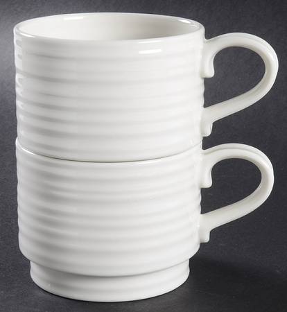 Sophie Conran White Stacking Flat Cup - Set of 2