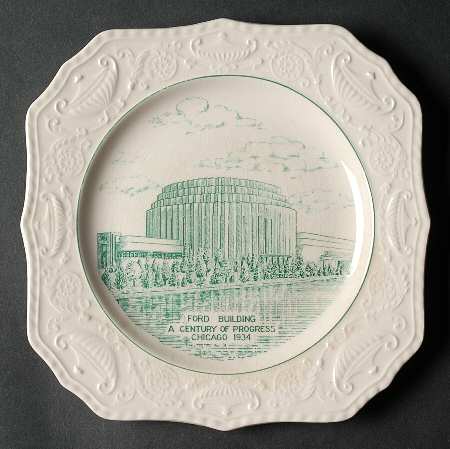 Century of Progress (Green) Square Salad Plate