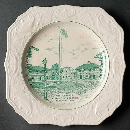 Century of Progress (Green) Square Salad Plate