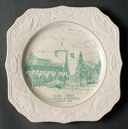 Century of Progress (Green) Square Salad Plate
