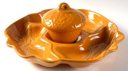 Plymouth 3 Section Leaf Server W/Acorn Bowl