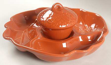 Plymouth 3 Section Leaf Server W/Acorn Bowl