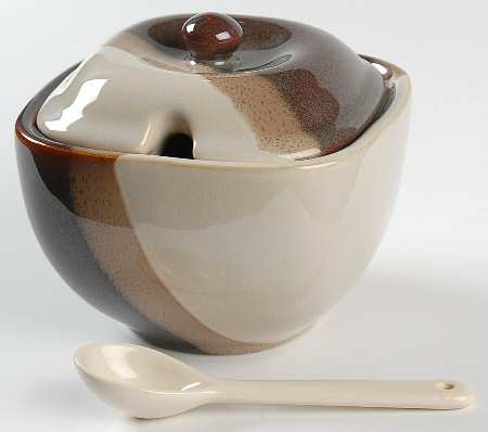 Brownstone Sugar Bowl & Lid W/Spoon