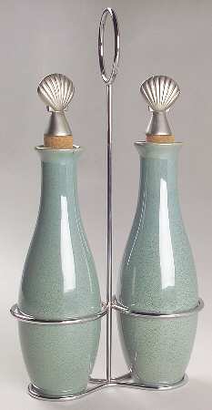 Seychelles Set of 2) Oil/Vinegars with Metal Stoppers & Stand