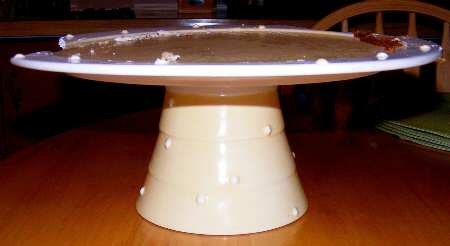 Yellow Polka Dots 12" Diameter Pedestal Cake Stand