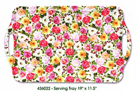 Rose Bouquet 19" Melamine Serving Tray