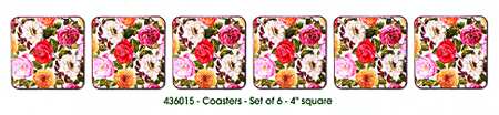 Rose Bouquet Cork Back Square Coaster
