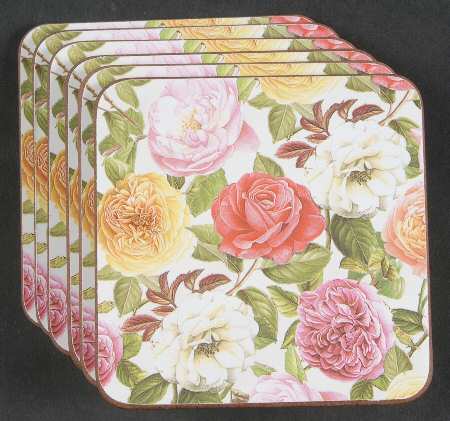 Rose Bouquet Square Corkback Coaster - Set of 6