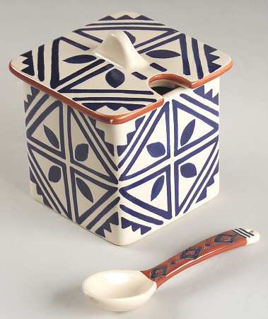 Timbuktu Sugar Bowl & Lid W/Spoon