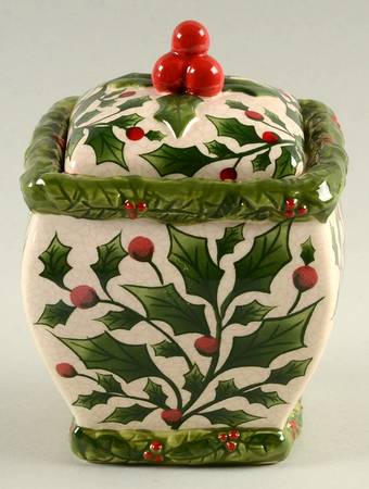 English Holly Sugar Bowl & Lid