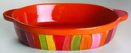 Wavy Stripe 14" Large Oval Salad Serving Bowl
