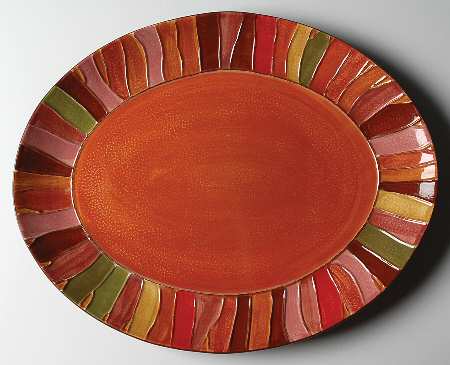Wavy Stripe 16" Oval Serving Platter