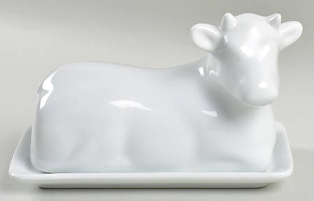 Luminous White 1/4 Pound Figural Covered Butter