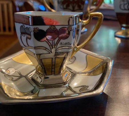 Aura Argenta Linear Footed Cup & Saucer Set