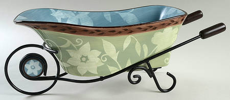 Patio Garden Wheelbarrow Serving Bowl W/Metal Frame