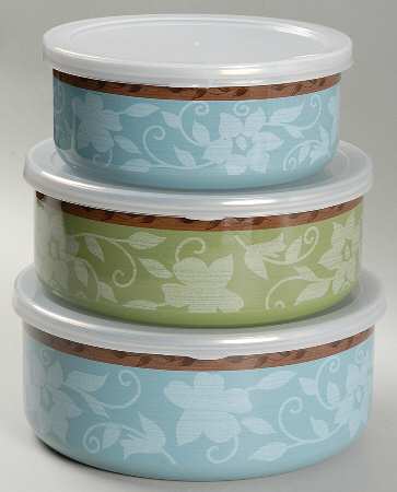 Patio Garden (3 Piece) Metal Bowl W/Plastic Lids (5", 6", 7")