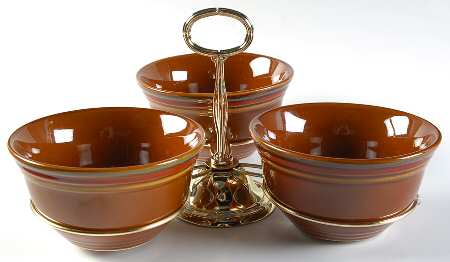 Caramel Swirl 7" x 12" 3-Part Relish & Metal Stand (CERC) HC
