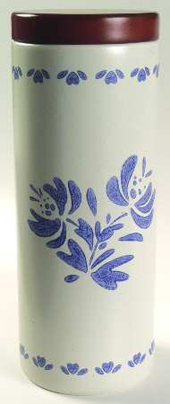 Yorktowne Large Cylinder Canister & Wood Lid by Pfaltzgraff