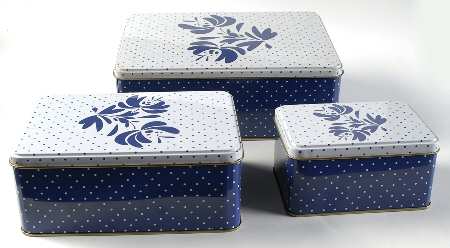 Yorktowne Set of 3 Rectangular Storage Tins