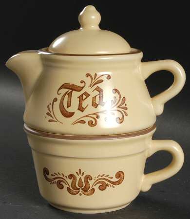 Village (Made in China) Individual Teapot & Lid with Cup