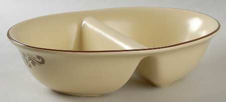 Village (Made in China) 10" Oval Divided Vegetable Bowl