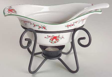 Victorian Lane Gravy Server & Ladle & Metal Stand