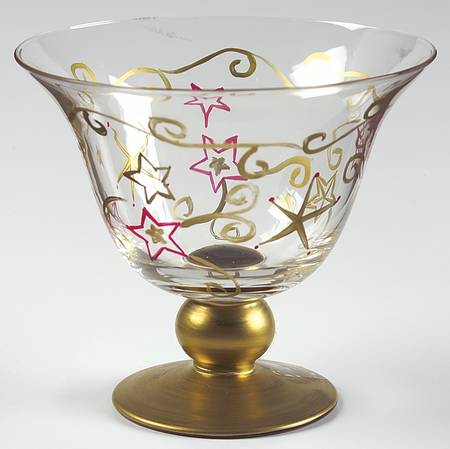 Holiday Cheer Hand Painted Dessert Footed Glassware