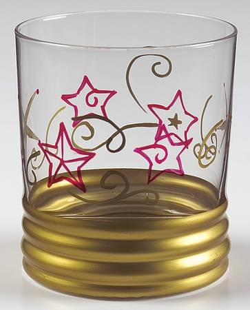 Holiday Cheer Hand Painted Glass Double Old Fashioned