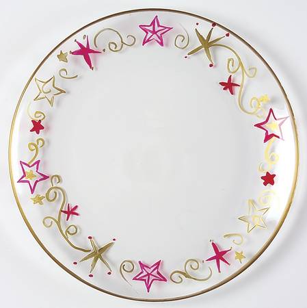 Holiday Cheer Hand Painted Glass Dessert Plate