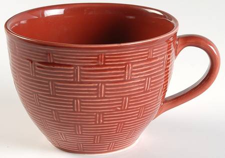 Rattan Weave Burgundy Soup Mug