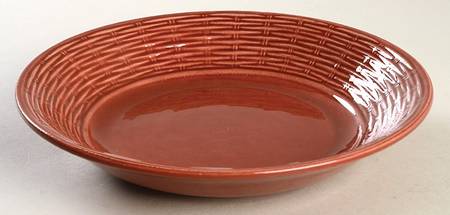 Rattan Weave Burgundy Coupe Soup Bowl