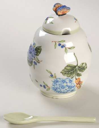 Vintage Garden Honey Pot with Lid and Spoon/Dipper