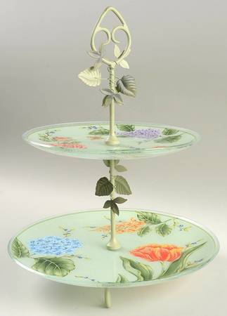 Vintage Garden 2 Tier Serving Tray