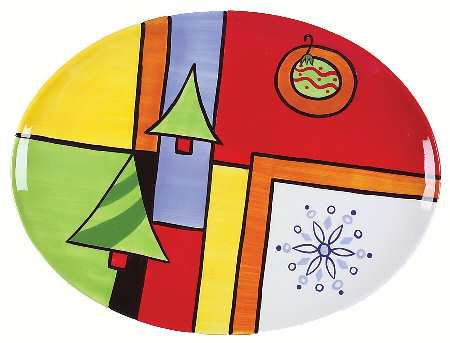 Mondrian Christmas 14" Oval Serving Platter