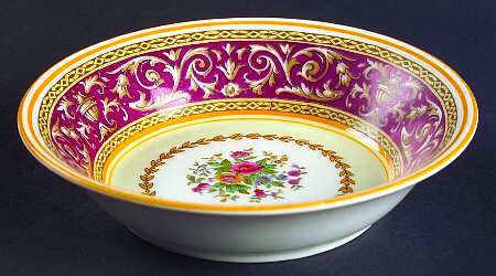 Corinthian Maroon (Yellow Trim) Fruit/Dessert (Sauce) Bowl