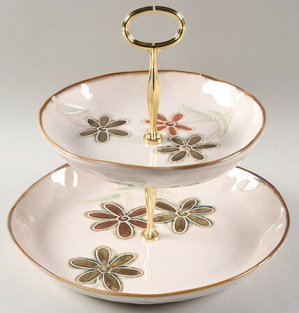 Petals 6 5/8"-10"  2 Tiered Serving Tray (Dp, Sp) HC