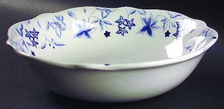 Blue Meadow (Scalloped) 13" Large Salad Serving Bowl