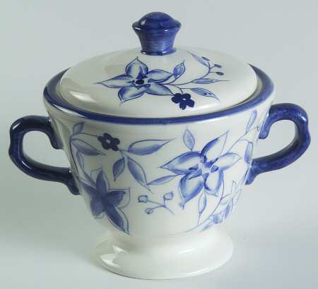 Blue Meadow (Scalloped) Sugar Bowl & Lid
