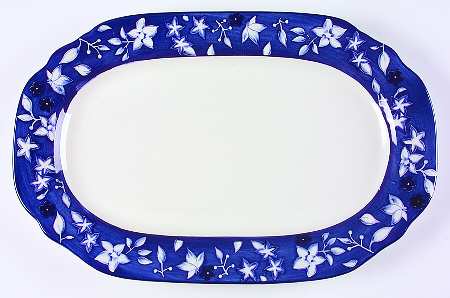 Blue Meadow (Scalloped) 16" Oval Serving Platter