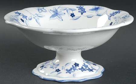 Blue Meadow (Scalloped) 4" Footed Bowl