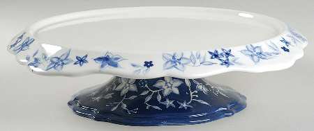 Blue Meadow (Scalloped) 13" Diameter Pedestal Cake Stand