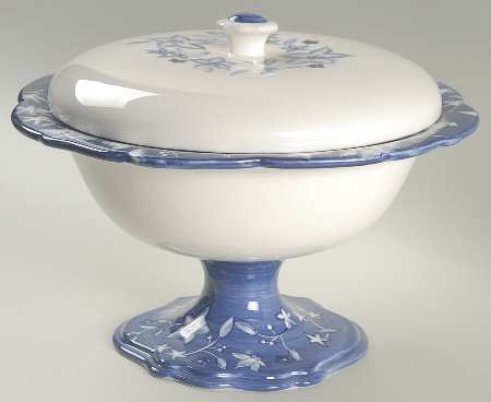 Blue Meadow (Scalloped) Comport with Lid