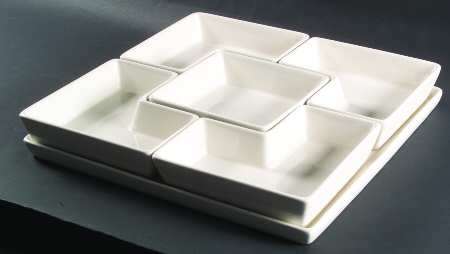 Sausalito Square 6pc Lazy Susan (4 Sides, Center, & Ceramic Tray)