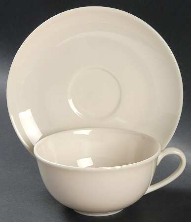 Undecorated Ivory Flat Cup & Saucer Set