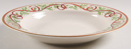 Winter Festival (White & Cream) Large Rim Soup Bowl