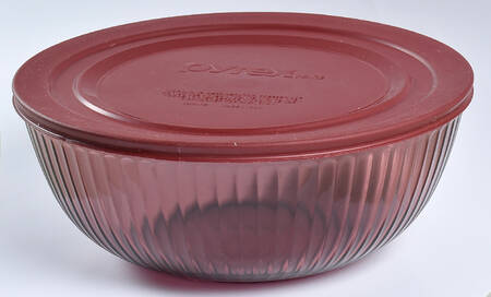 Sculptured Cranberry 11" Mixing Bowl & Plastic Lid