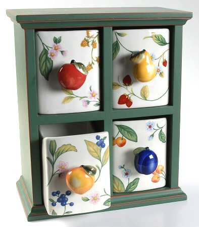 Fruit on the Vine Storage Drawers (Wood Frame W/Ceramic Drawers