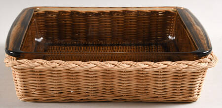 Fireside 8" Square Baker & Wicker Basket by Pyrex