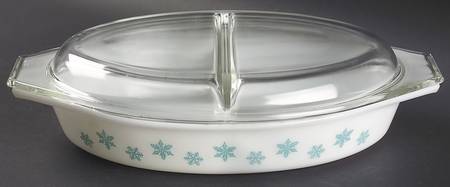 Snowflake White 12" Oval Covered Divided Vegetable (ODV12 Base)